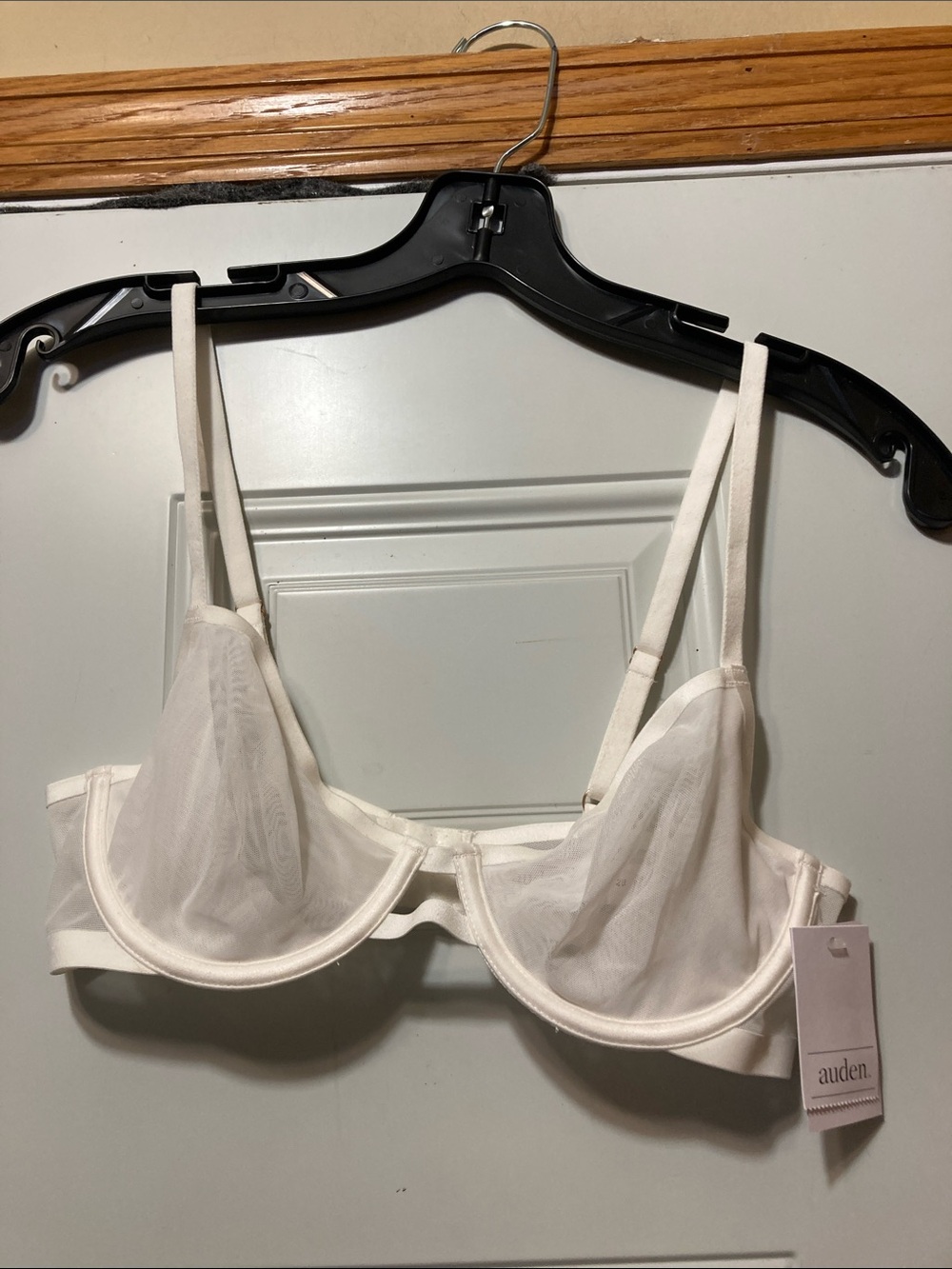 Auden Sheer Underwire Bra in White/Cream 32B NWT